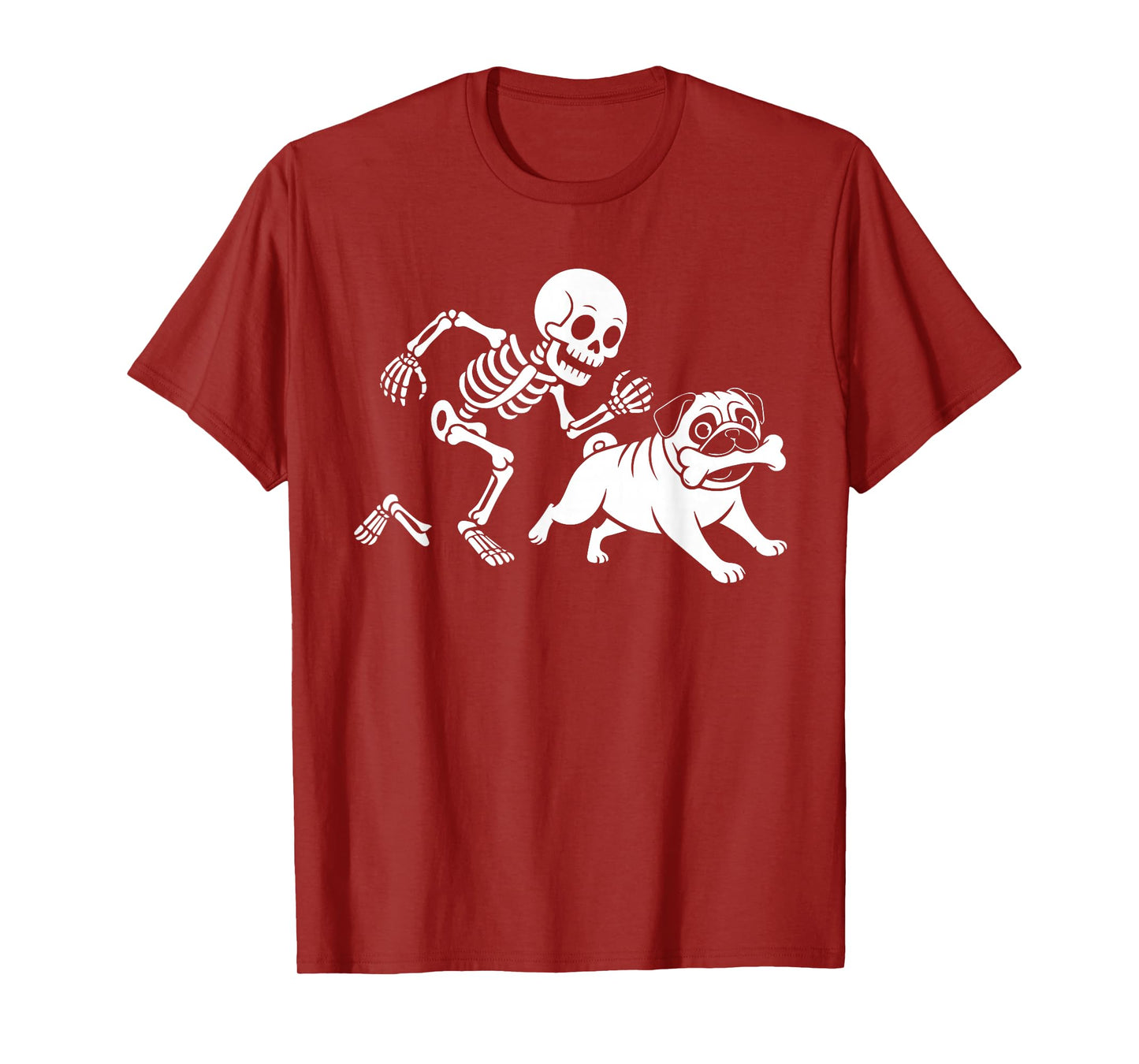 Funny Skeleton Chasing Pug Halloween Dog Dad Pug Lover Men T-Shirt