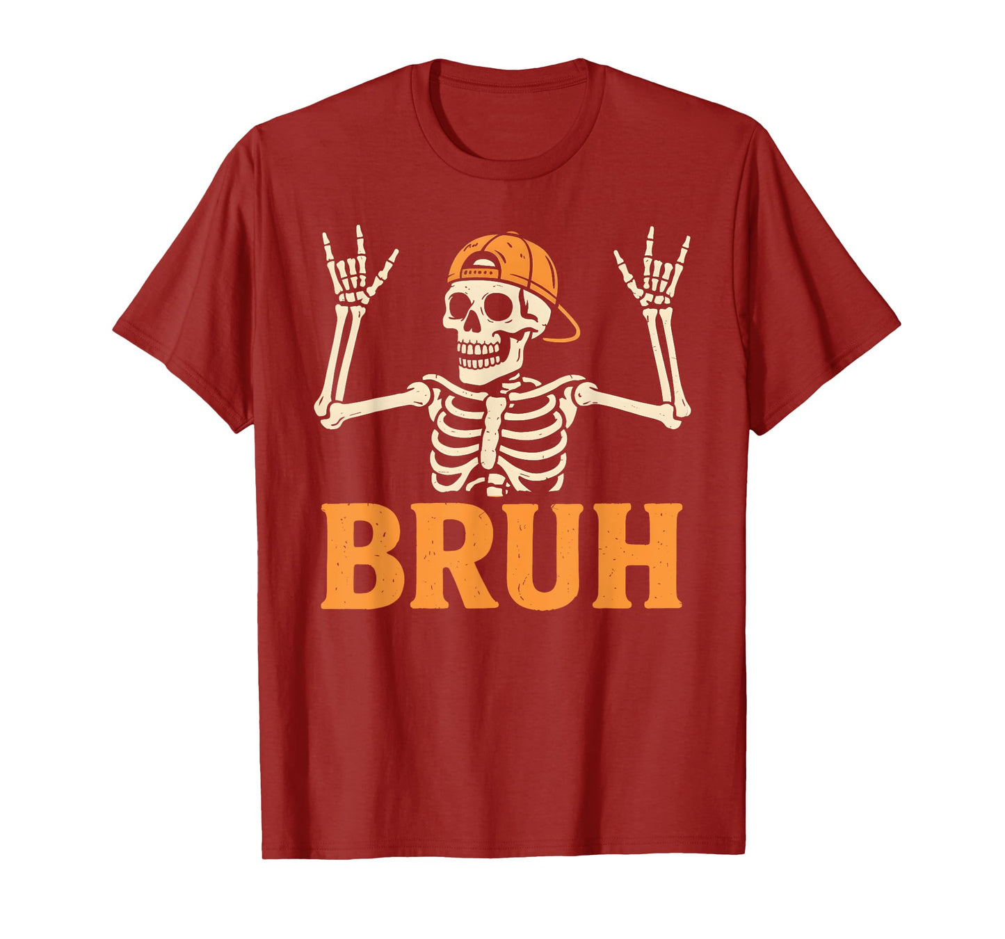 Bruh Punk Rock Skeleton Cool Rocker Halloween Men Boys Kids T-Shirt