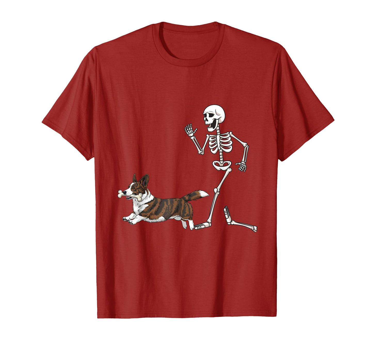 Funny Halloween Cardigan Welsh Corgi and Skeleton T-Shirt