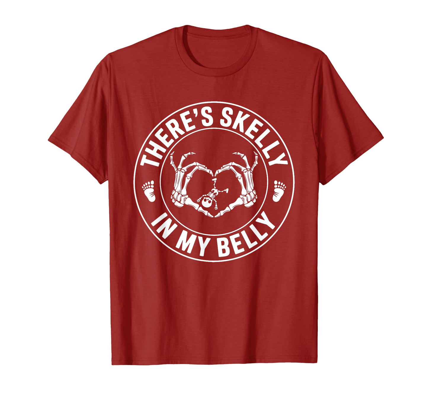 Funny Skeleton There's Skelly in My Belly Pregnant Halloween T-Shirt