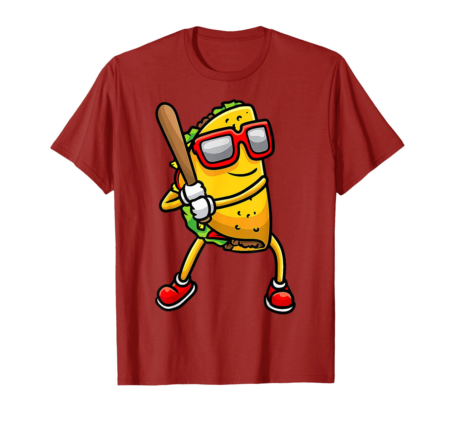 Taco Playing Baseball Mexican Cinco De Mayo Kids Men T-Shirt