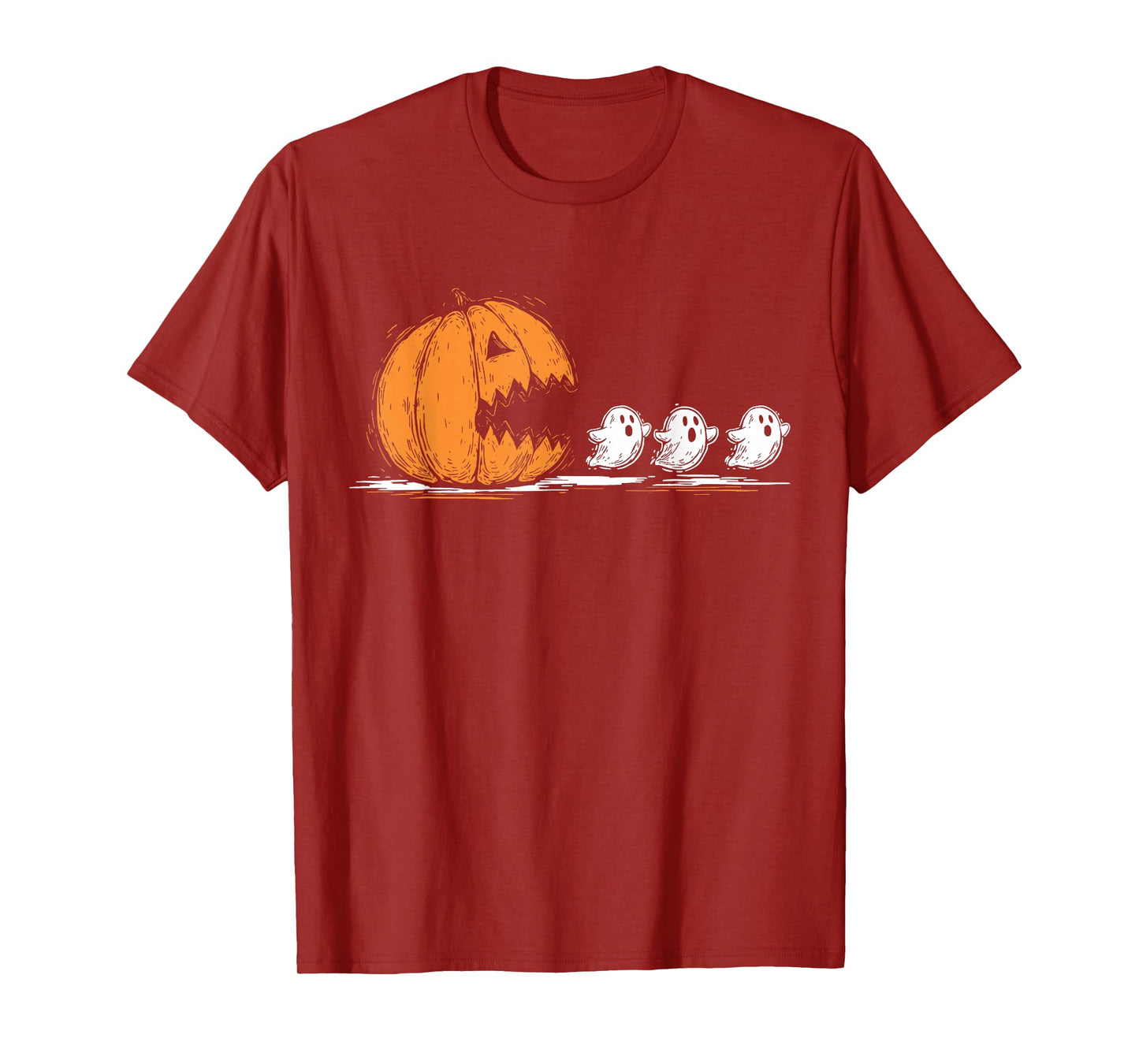 Halloween Retro Pumpkin Eating Ghost Costume Men Women T-Shirt