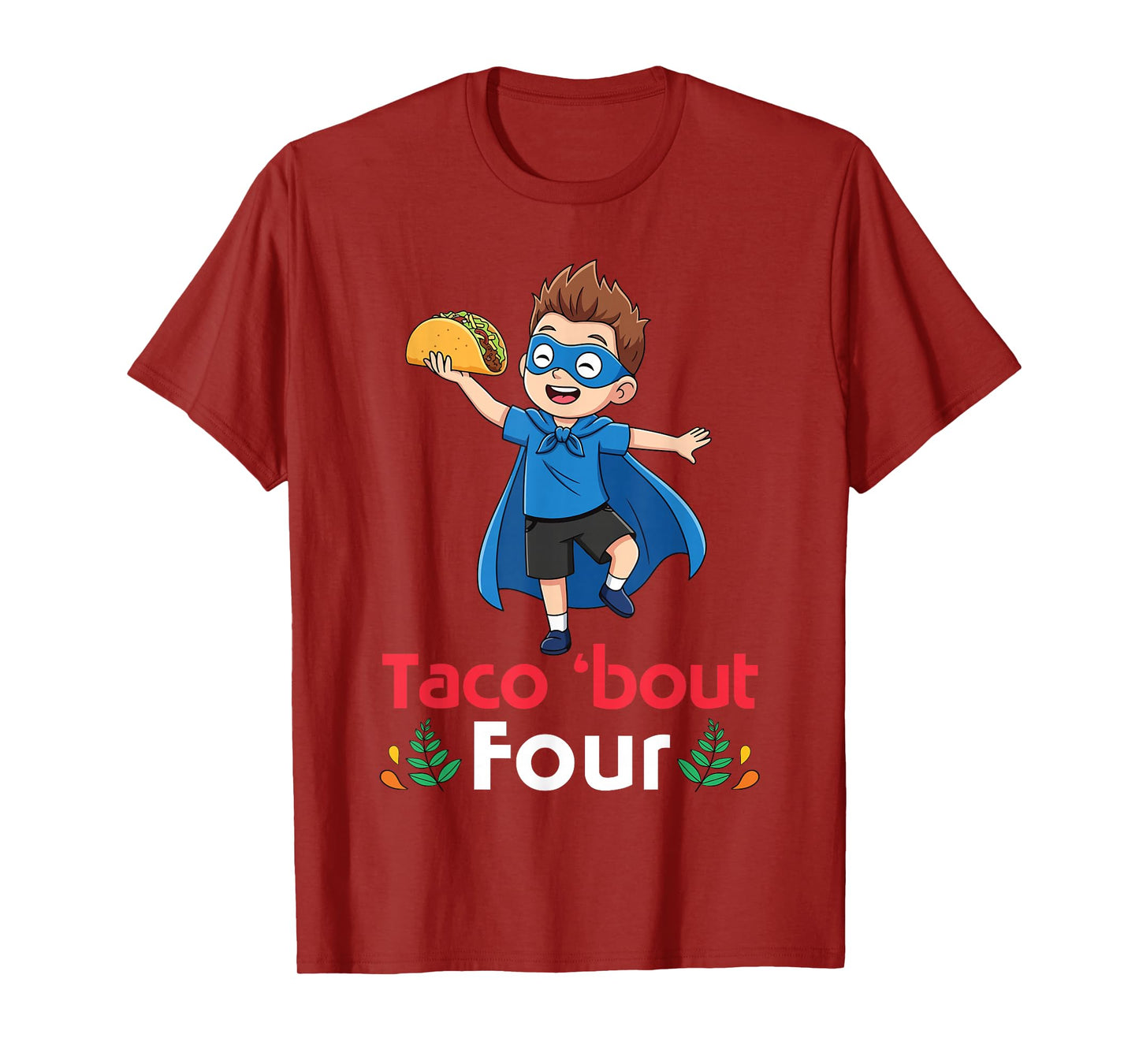 Cute Boy with Tacos Happy Birthday Taco Bout 4 Years Old T-Shirt