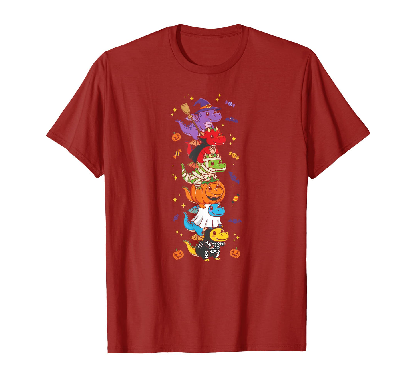 Funny T Rex Witch Vampire Ghost Halloween Kids Mens Womens T-Shirt