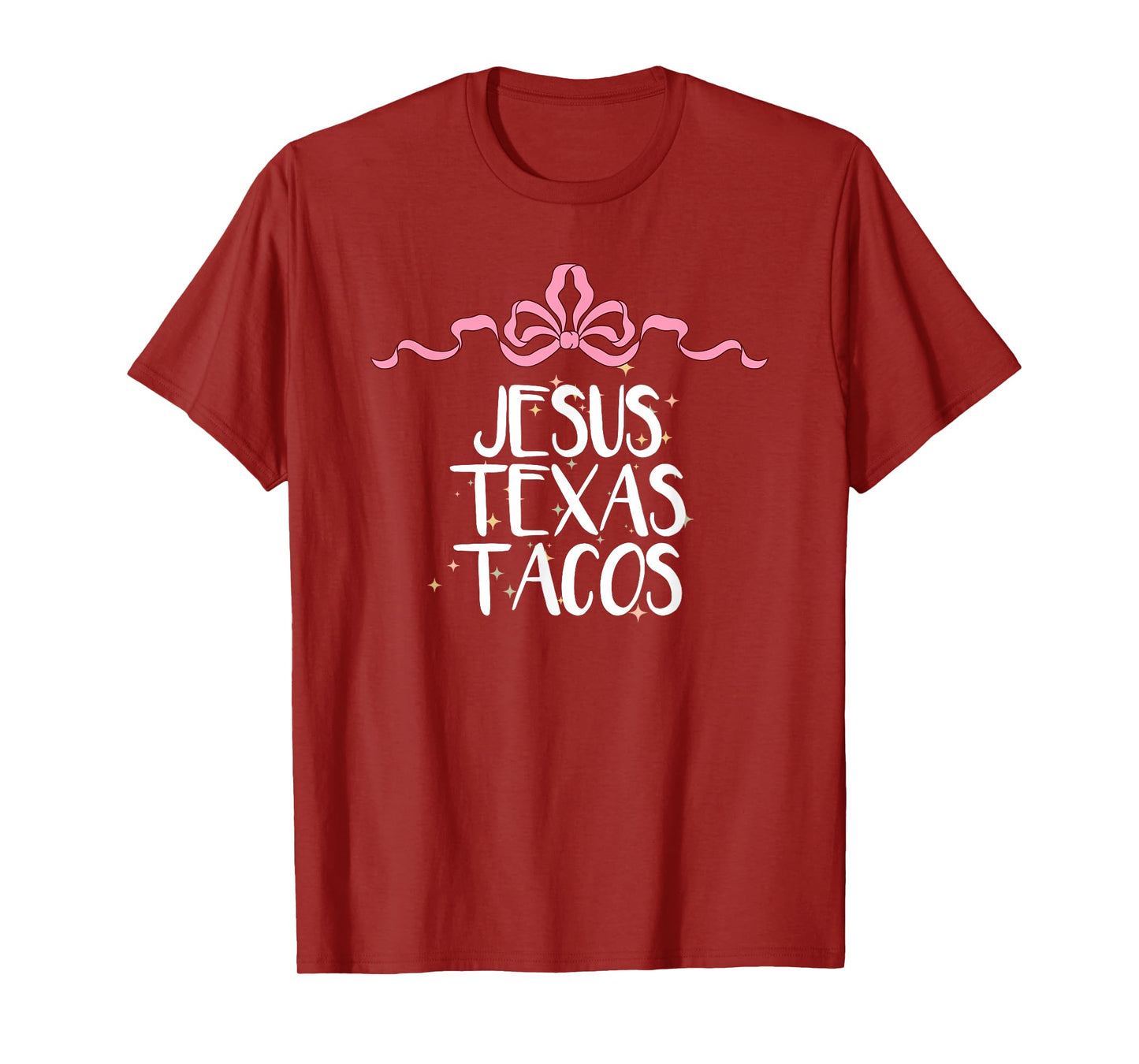 Cute Funny Jesus Texas Tacos Saying Coquette Art Bow T-Shirt