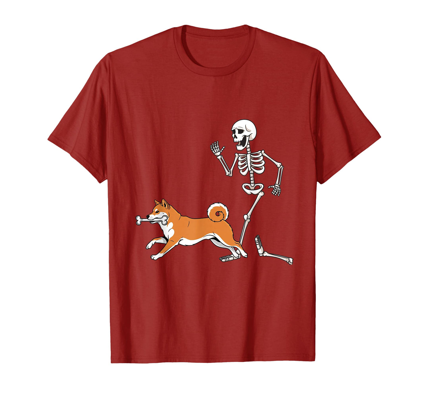 Funny Halloween Shiba Inu and Skeleton T-Shirt