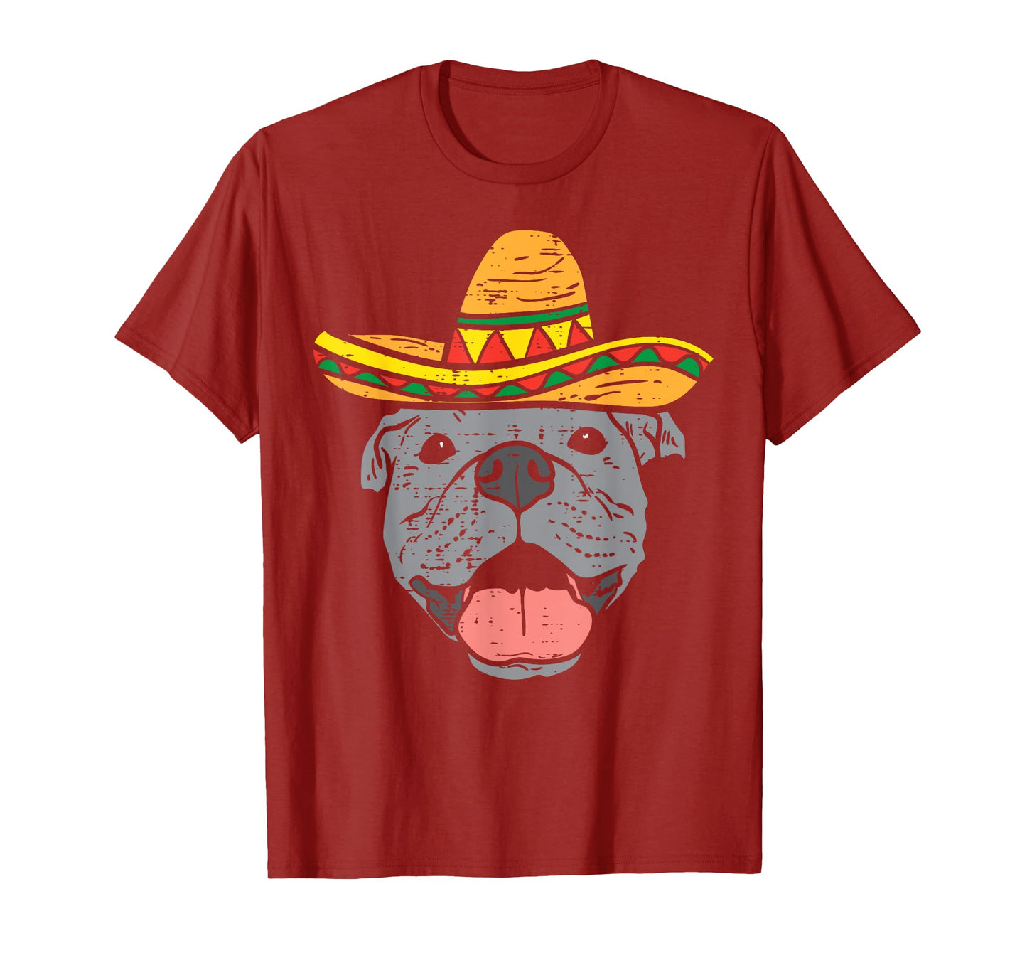 Pitbull Face Sombrero Cute Cinco De Mayo Mexican Pittie Dog Men Women Kids T-Shirt