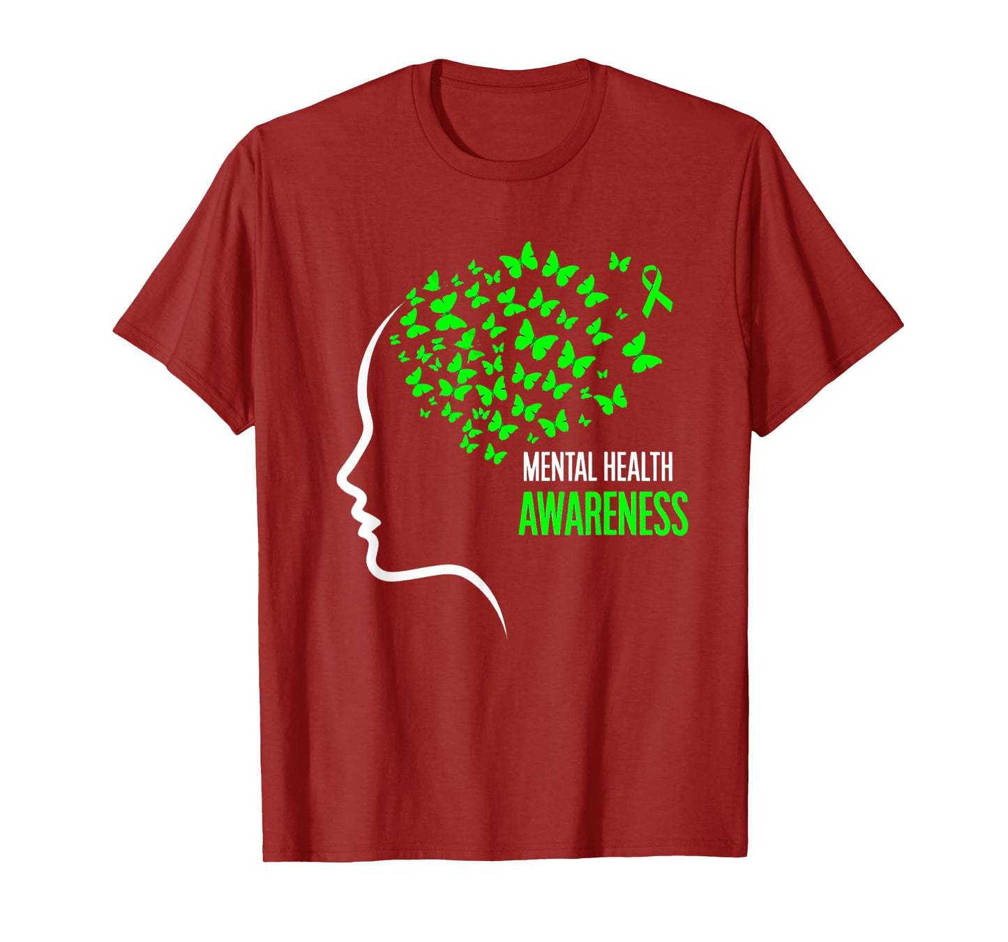 Green Butterfly Mental Health Awareness Ribbon T-Shirt