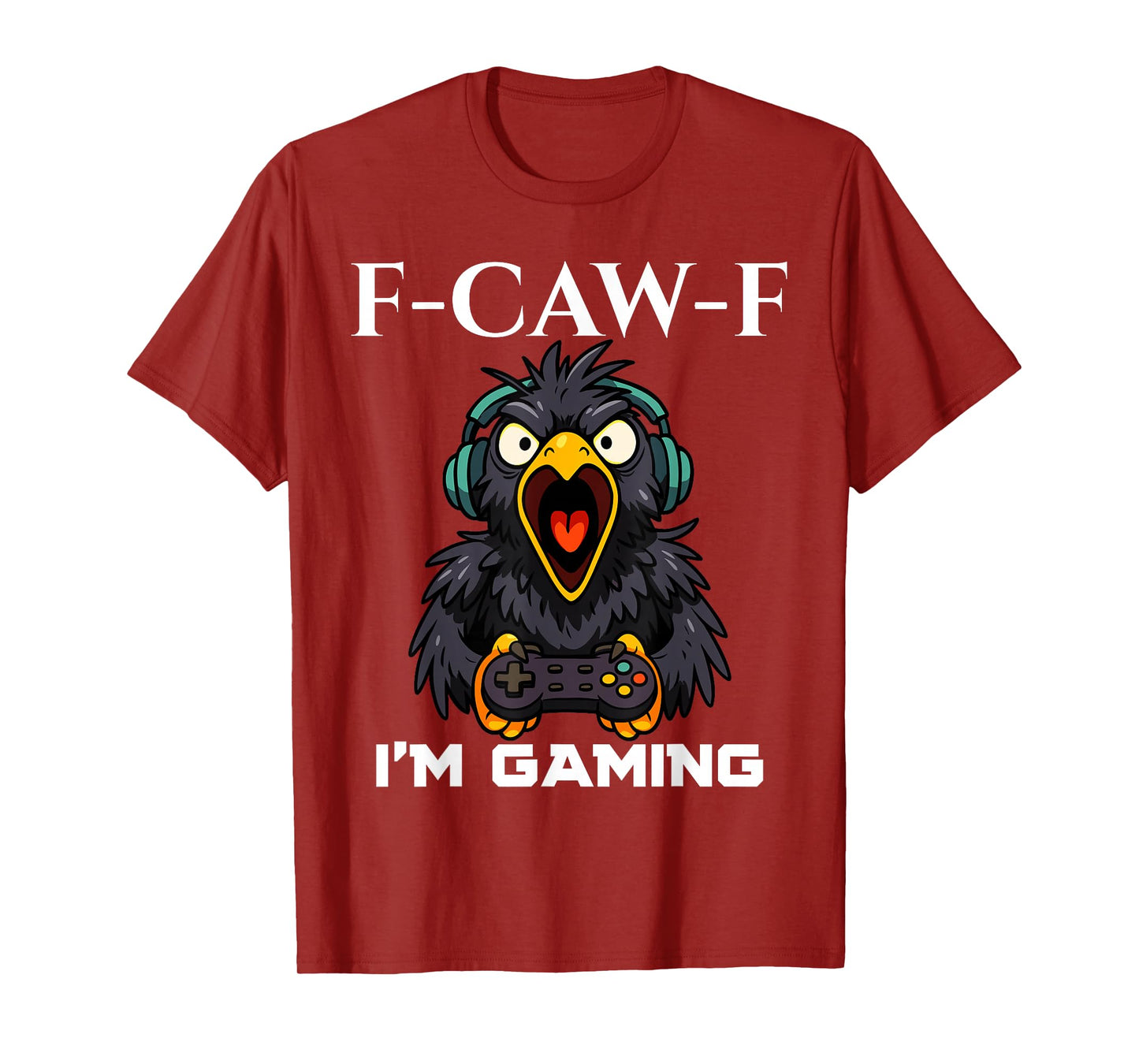 F-CAW-F Funny Crow Gamer Playing Video Game FCAWF Gaming T-Shirt