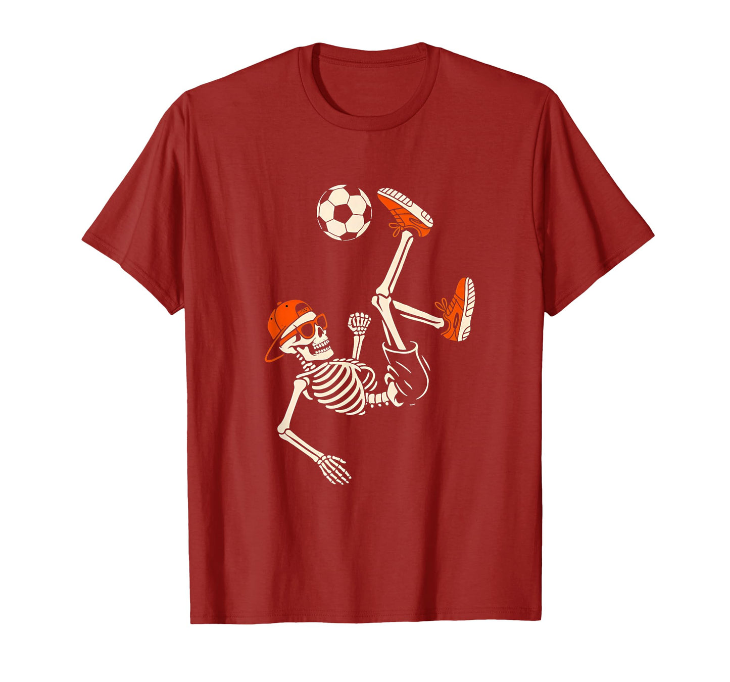 Halloween Skeleton Funny Soccer Shirt for Teens Boys Men T-Shirt