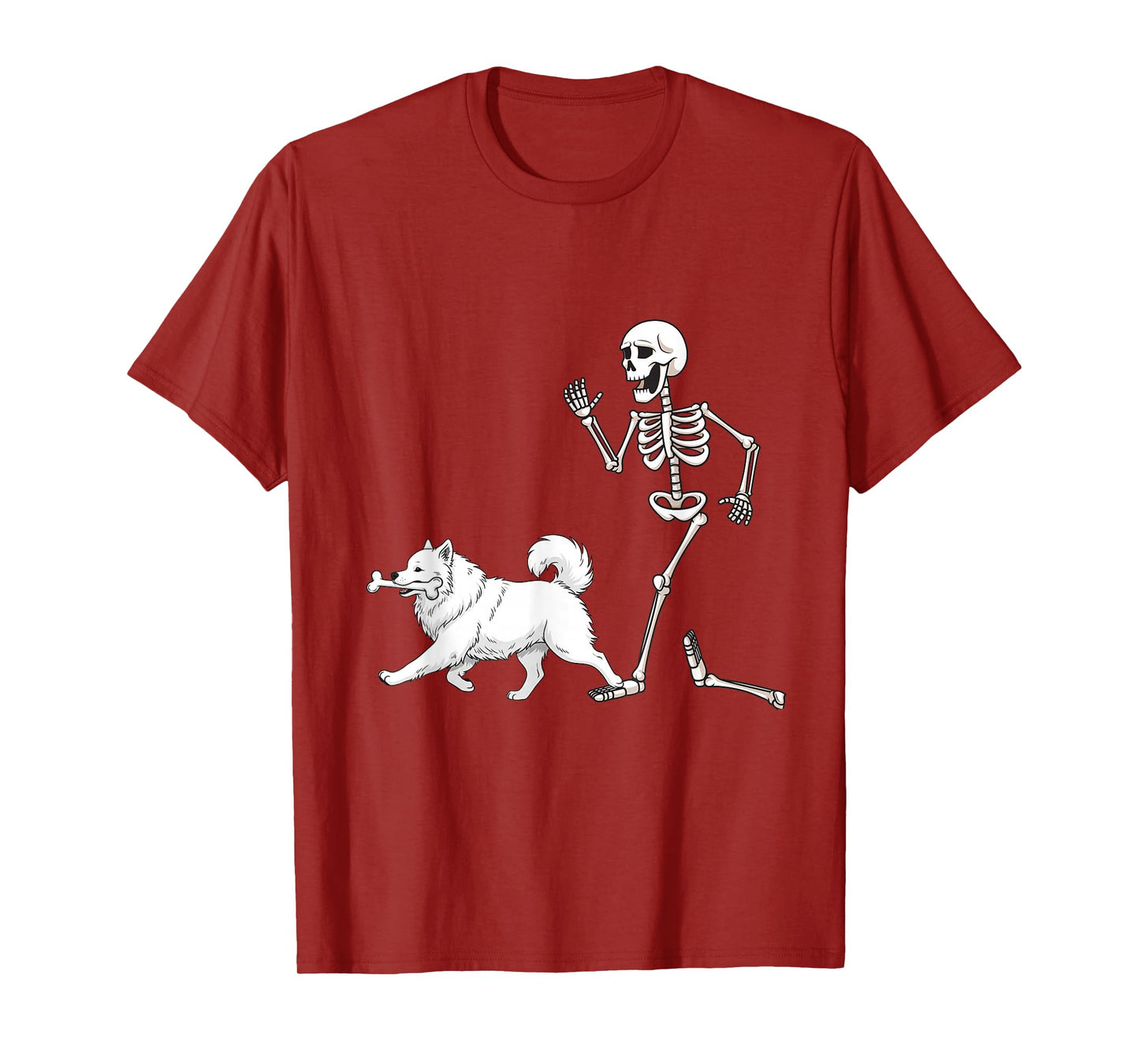 Funny Halloween Samoyed and Skeleton T-Shirt