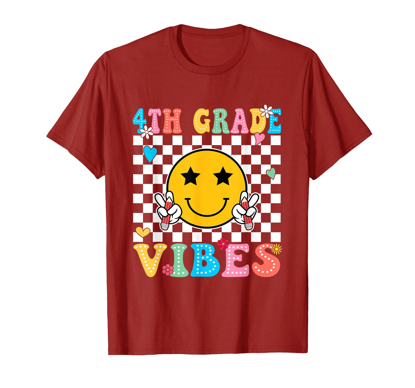 Girls 4th Grade Vibes Smile Face Back to School Fourth grade T-Shirt