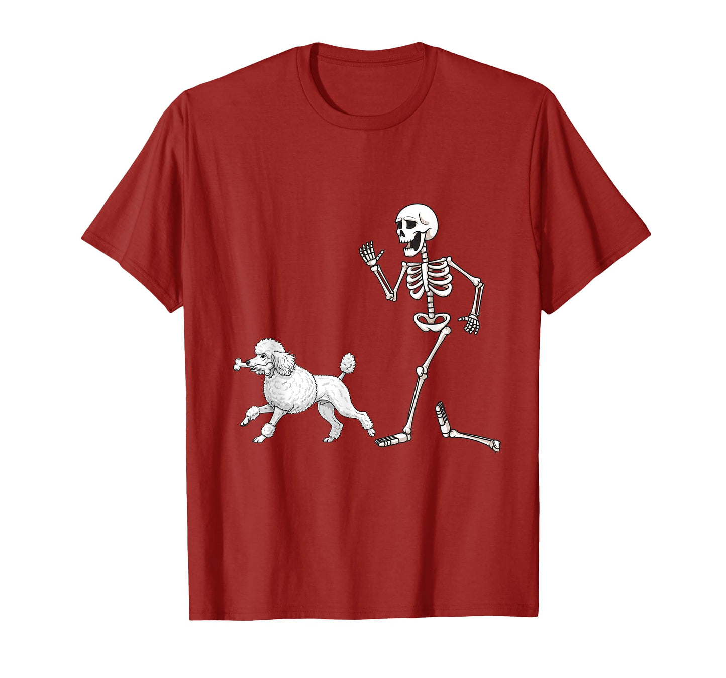 Funny Halloween Poodle and Skeleton T-Shirt
