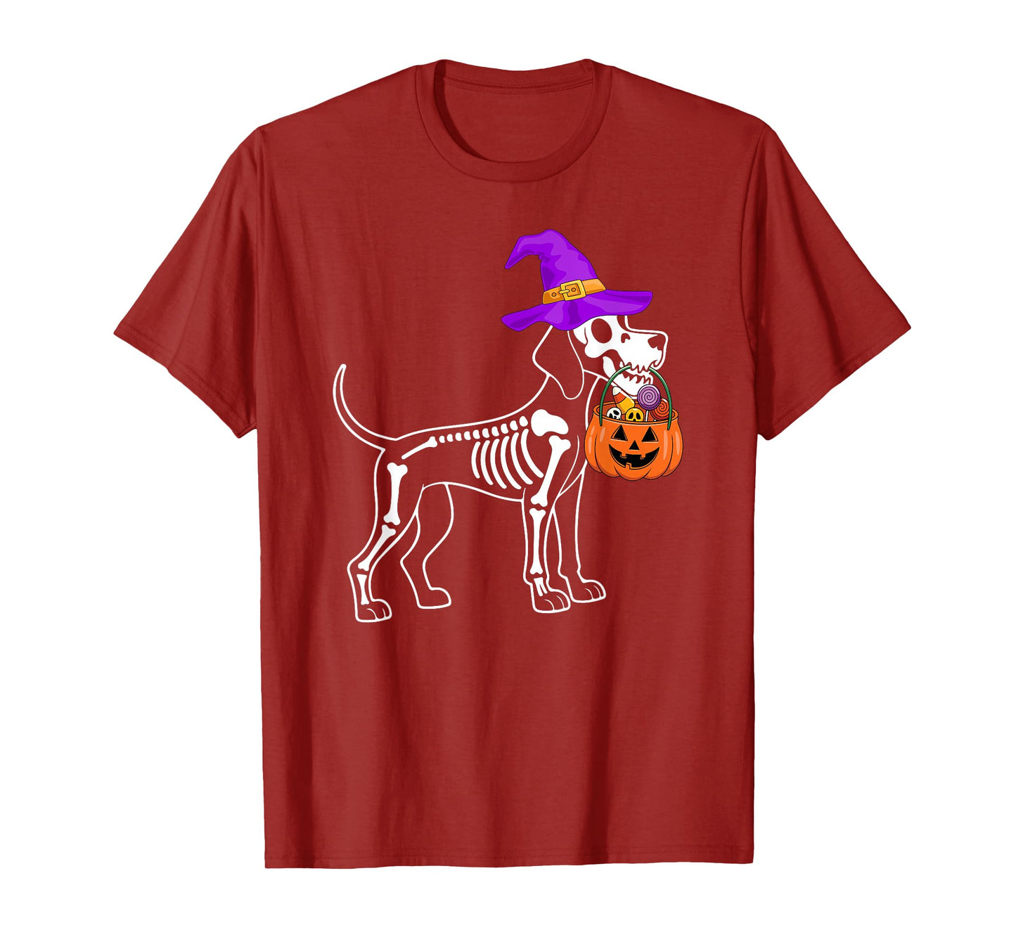 Vizsla Dog Halloween Spooky Skeleton Trick or Treat T-Shirt