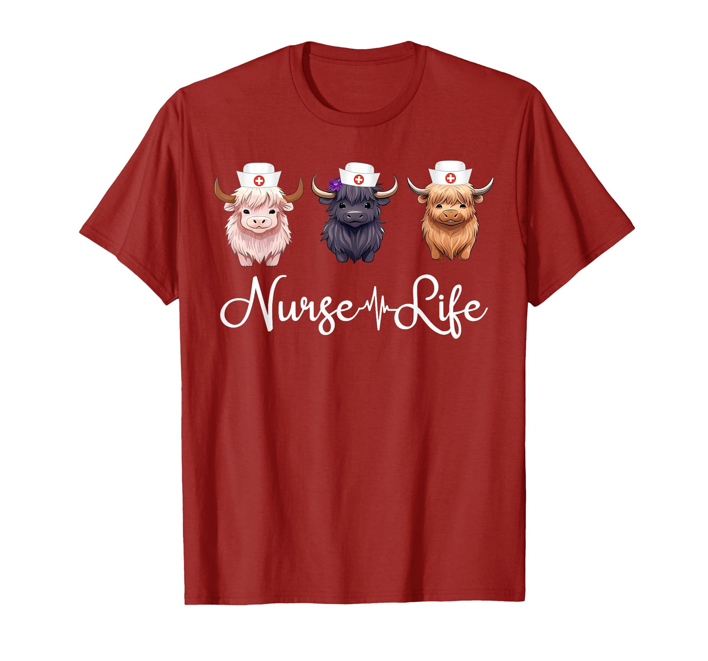 Cute Highland Cow Nurse Life Farm Animal Lover Nursing T-Shirt