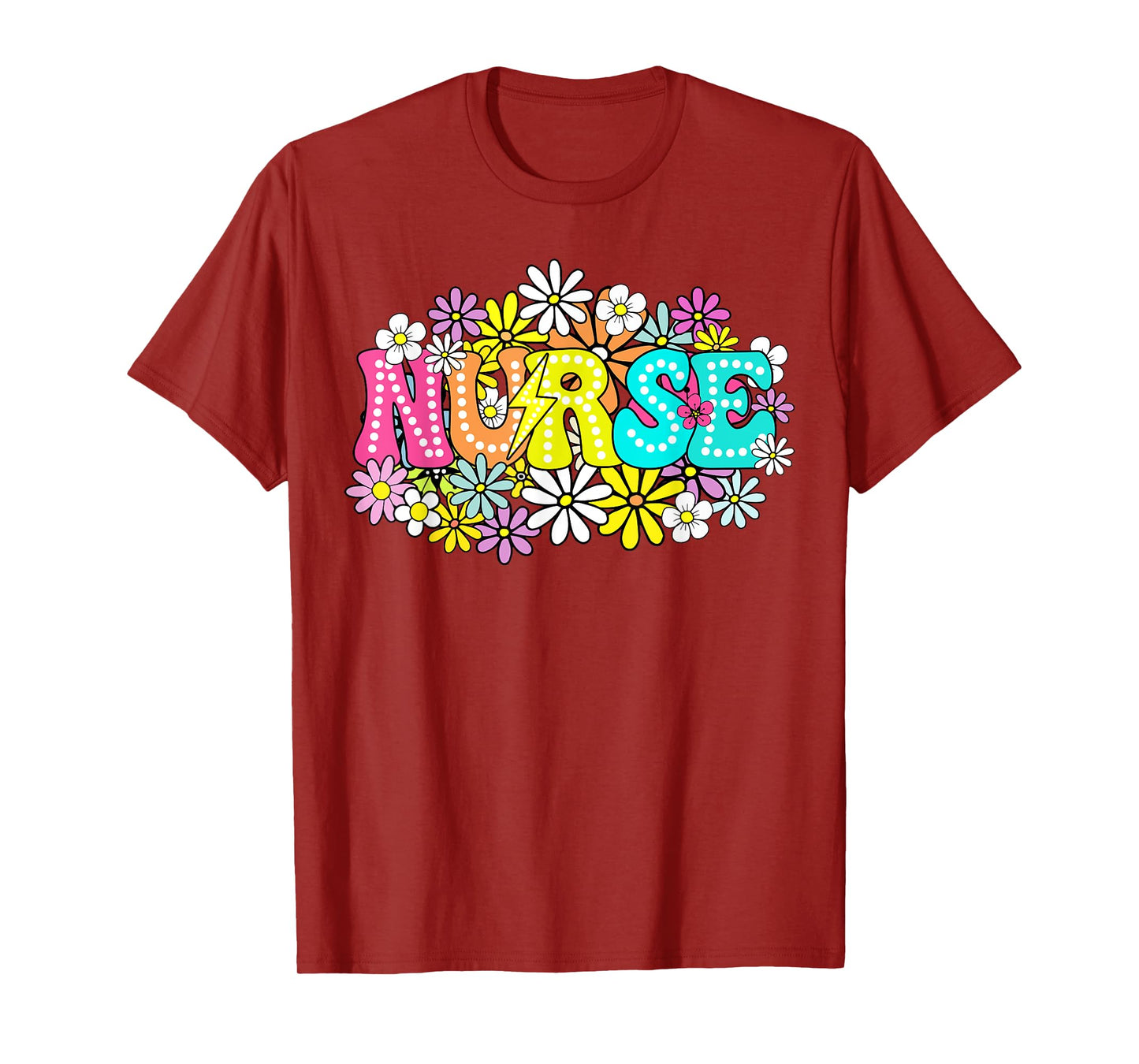Cute Retro Groovy Nurse Flower Nursing Women T-Shirt
