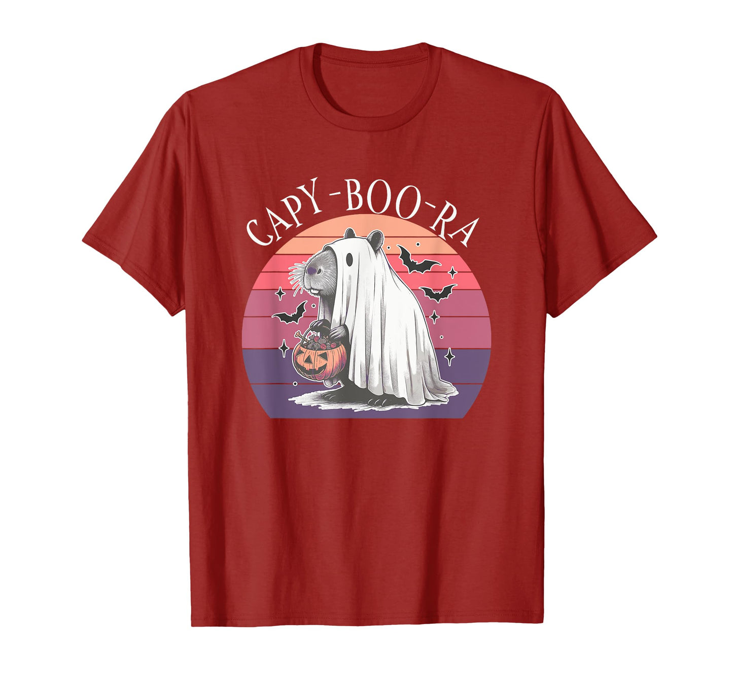CAPY-Boo-RA Capybara Boo Ghoul Pumpkin Bats Quote T-Shirt