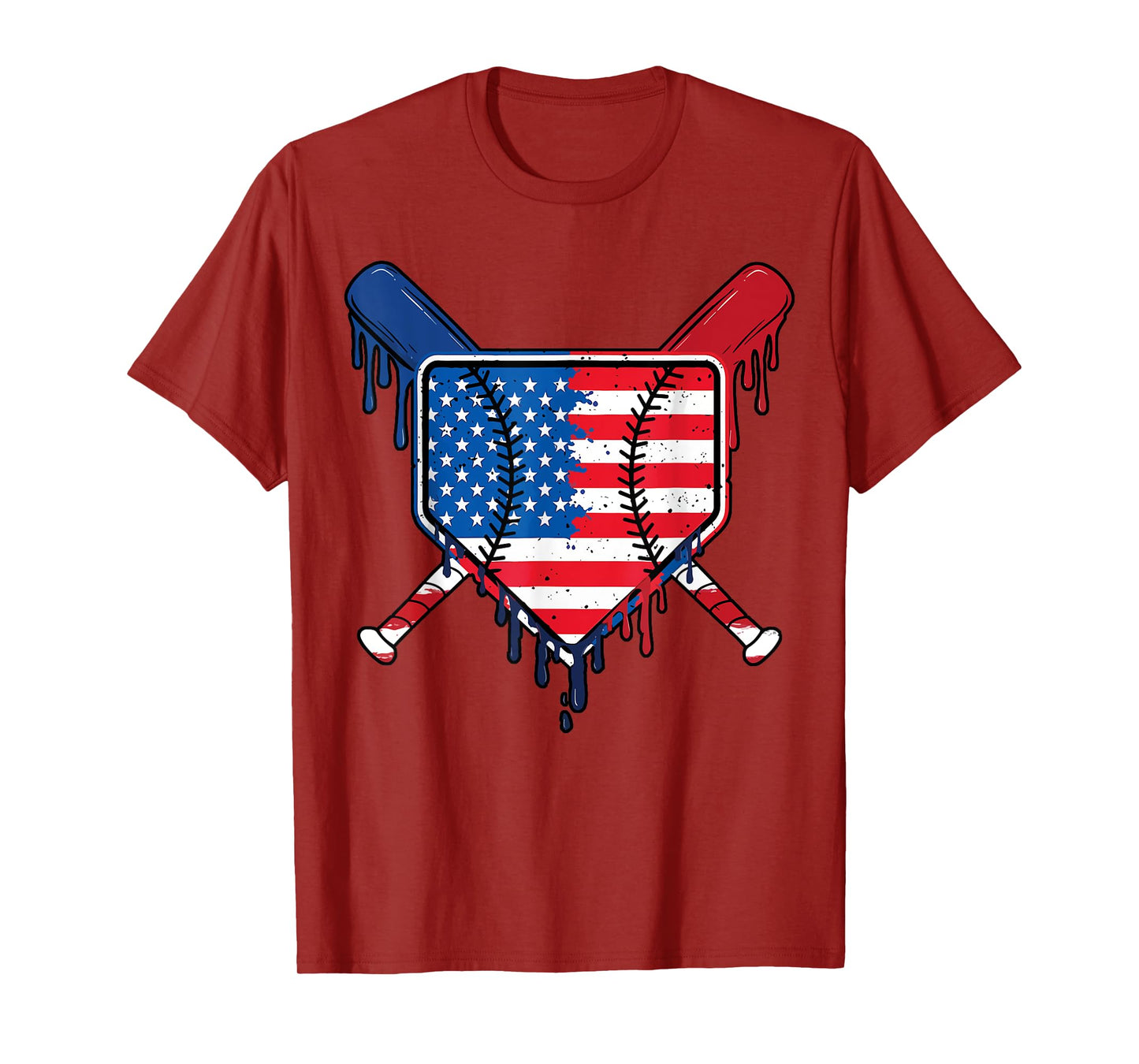 Baseball Drip Boys Ice Cream Patriotic American Flag T-Shirt