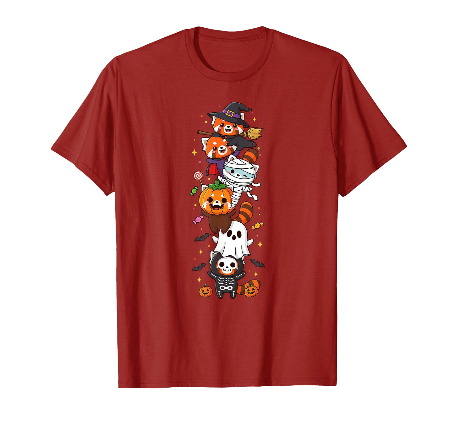 Red Panda Witch Vampire Ghost Halloween Kids Mens Womens T-Shirt