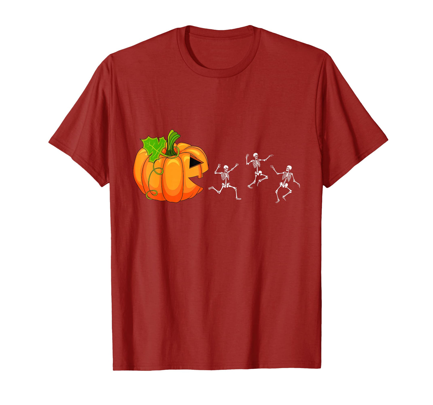 Cute Halloween Pumpkin Eating Skeletons Kids Men Women T-Shirt