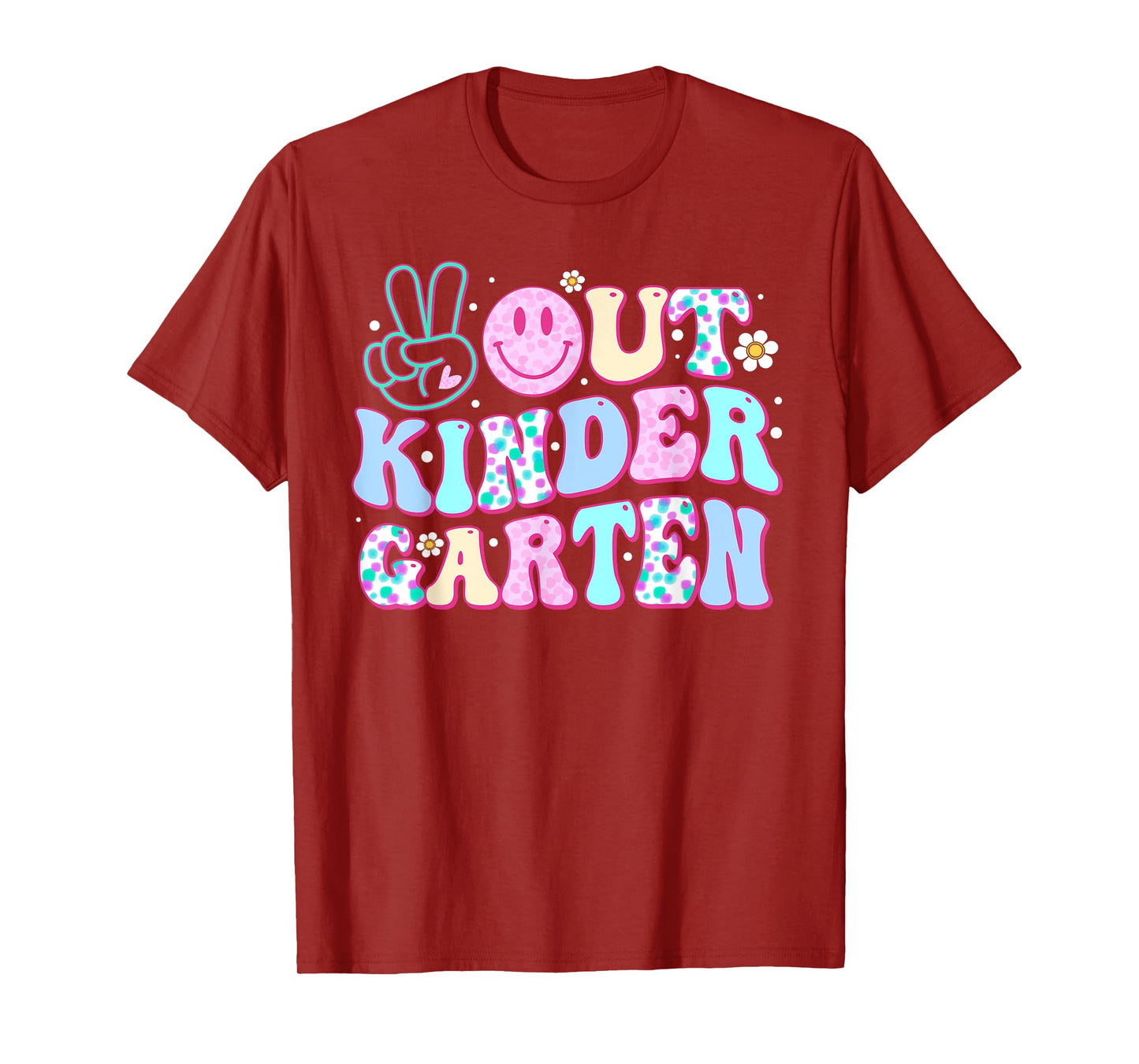 Peace Out Kindergarten Last Day Of School Groovy Boys Girls T-Shirt