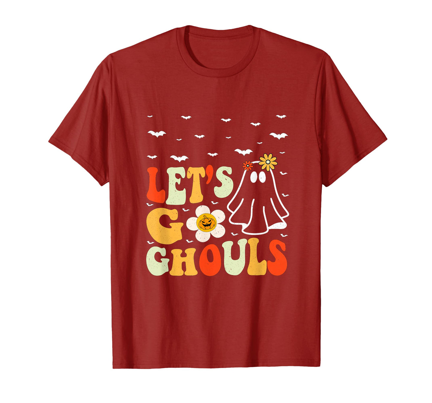 Halloween Lets Go Ghouls Ghost Retro Costume Women Girl Kids T-Shirt