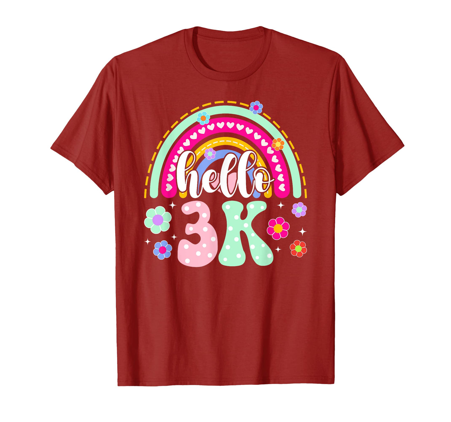 Hello 3K Student Rainbow 3K Teacher First Day Of 3K T-Shirt