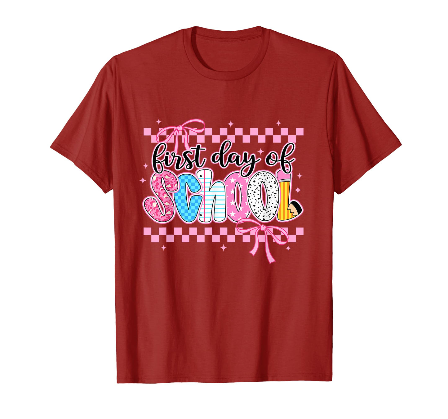 Retro First Day Of School Bow Teacher Student Back To School T-Shirt