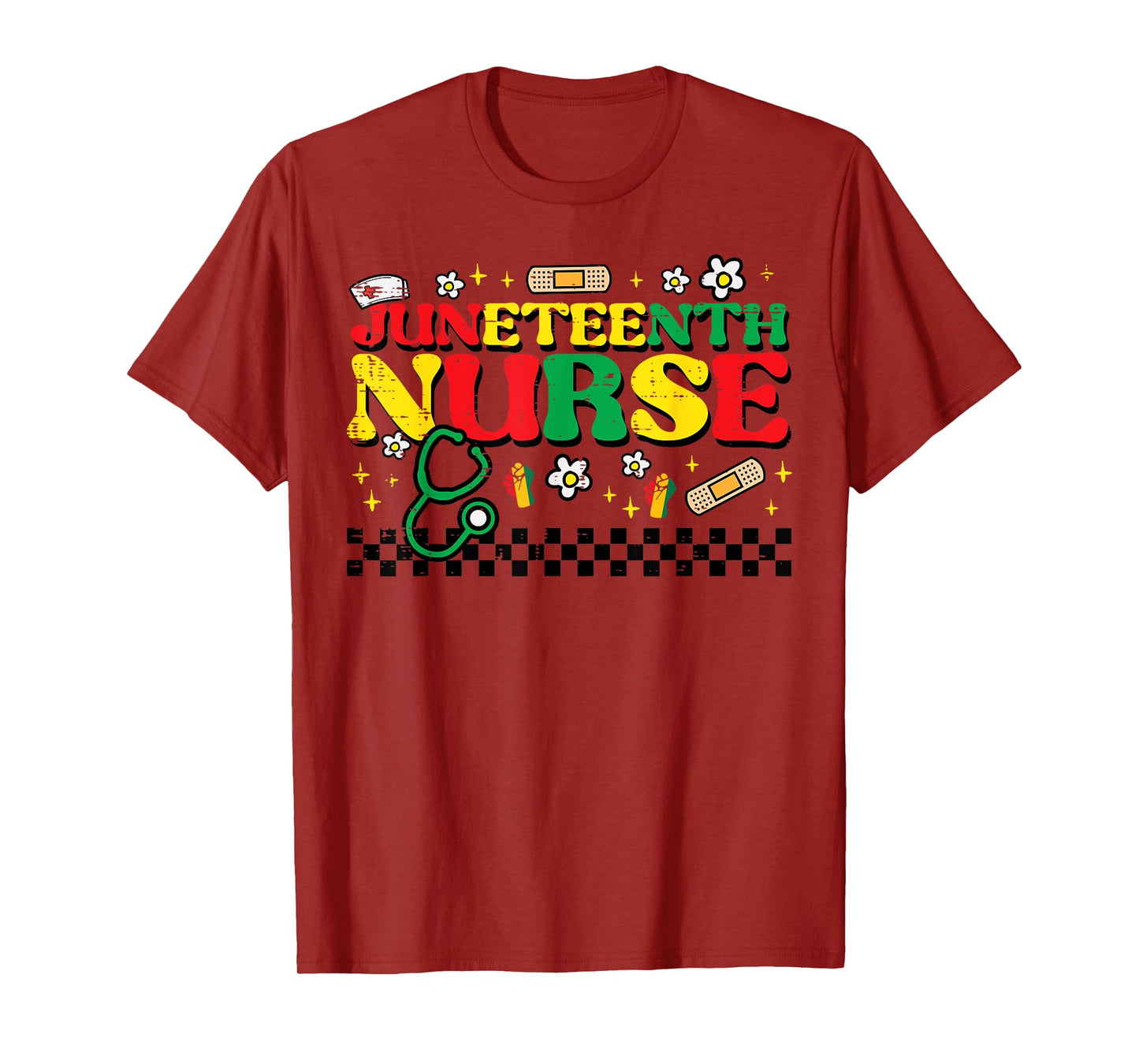 Juneteenth Nurse Groovy Retro African Scrub Top Black Women T-Shirt