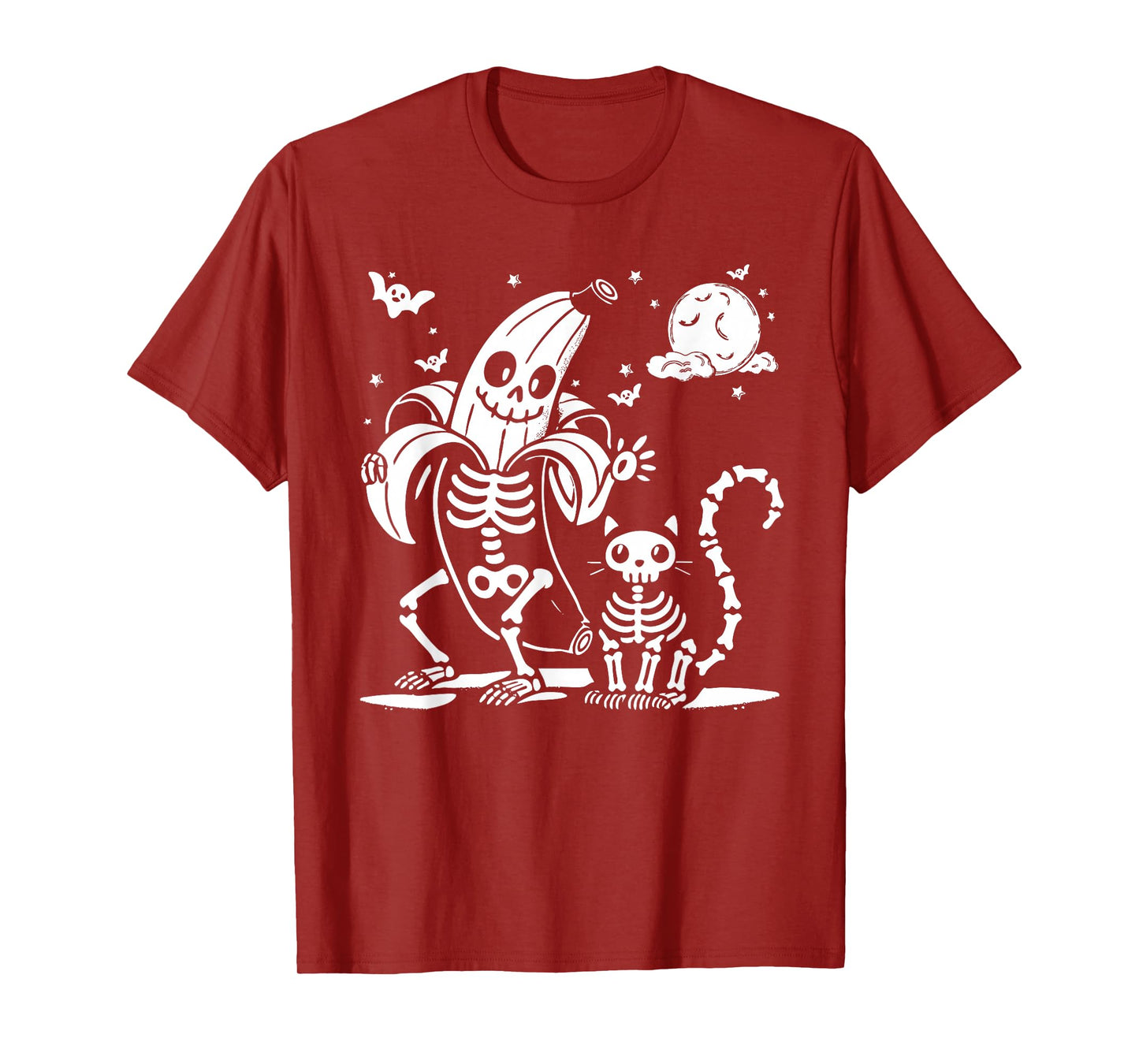 Funny cat Skeleton and Banana Skeleton for Halloween Parties T-Shirt