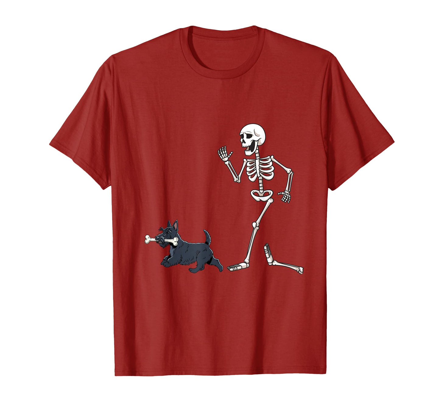 Funny Halloween Scottish Terrier and Skeleton T-Shirt