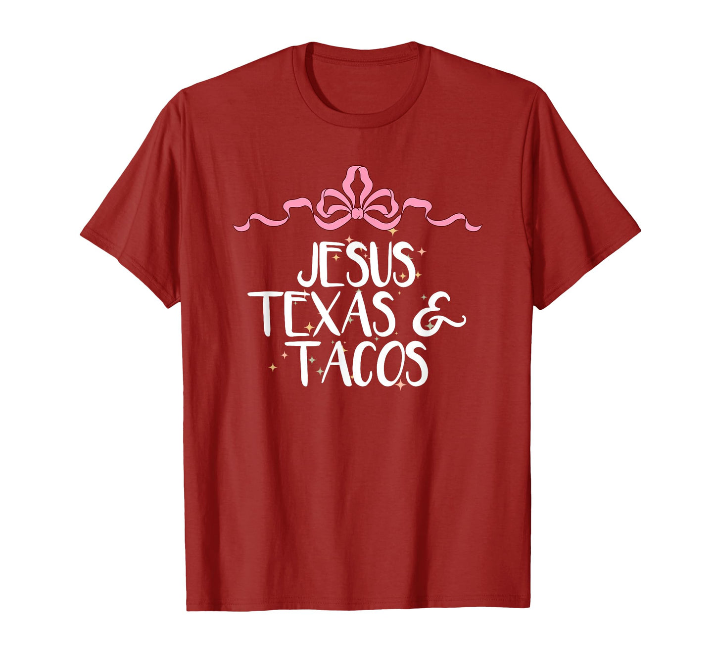 Cute Funny Jesus Texas & Tacos Saying Coquette Art Bow T-Shirt