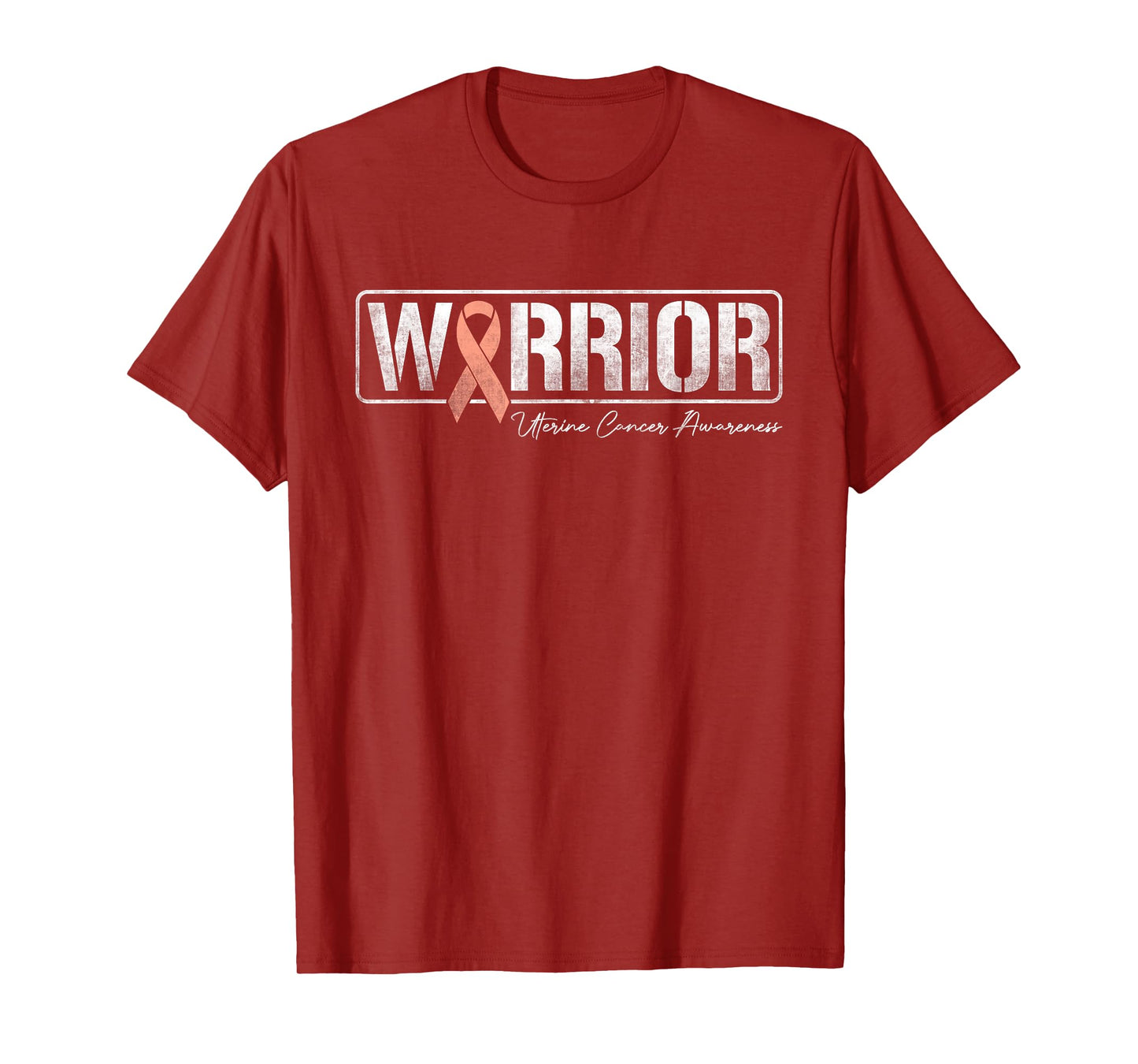 Uterine Cancer Warrior Uterine Cancer Awareness Peach Ribbon T-Shirt