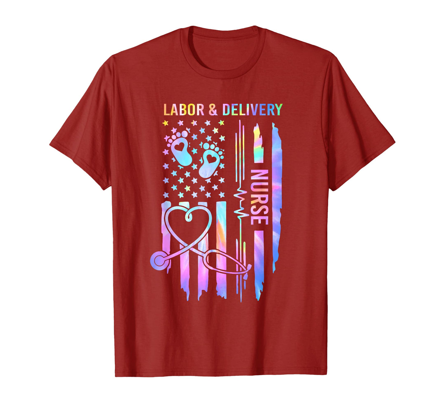 Labor and Delivery L&D Nurse Tie Dye T-Shirt - Women's Unisex Humorous Nursing Gift - Black, Small