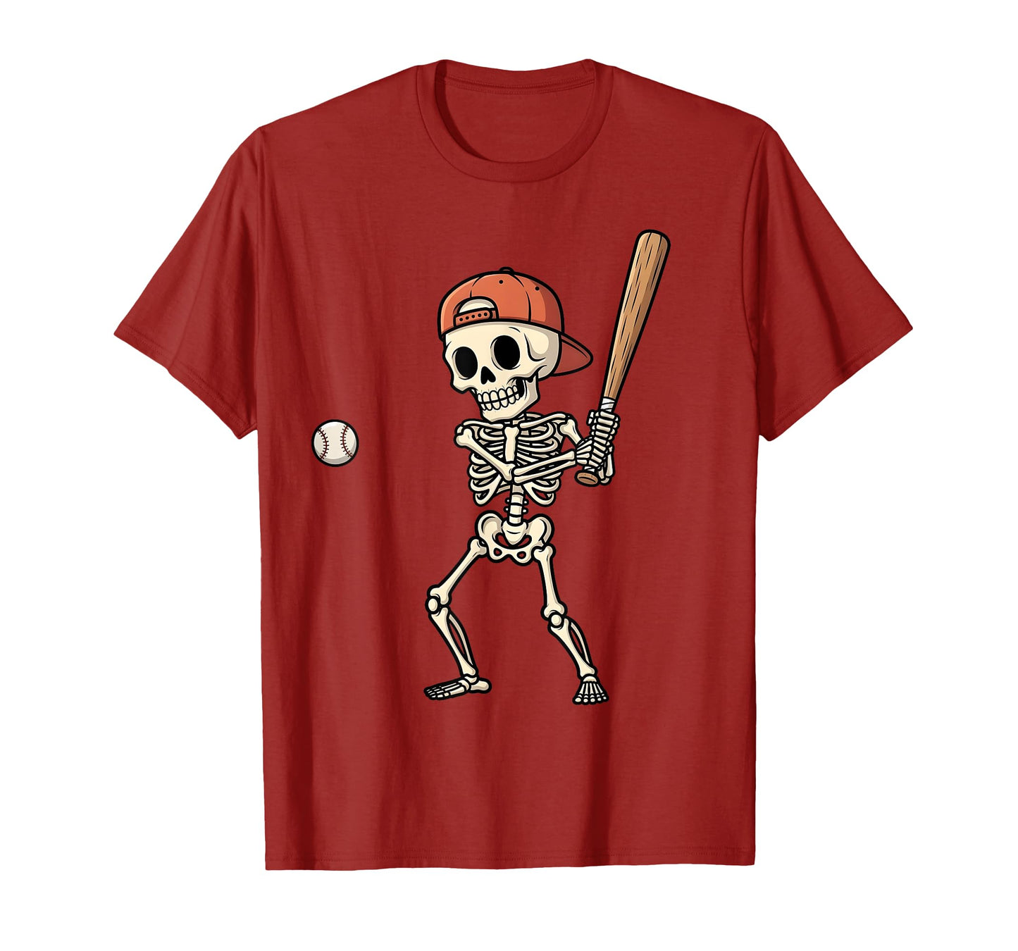 Halloween Skeleton Playing Baseball Boys Kids Men T-Shirt
