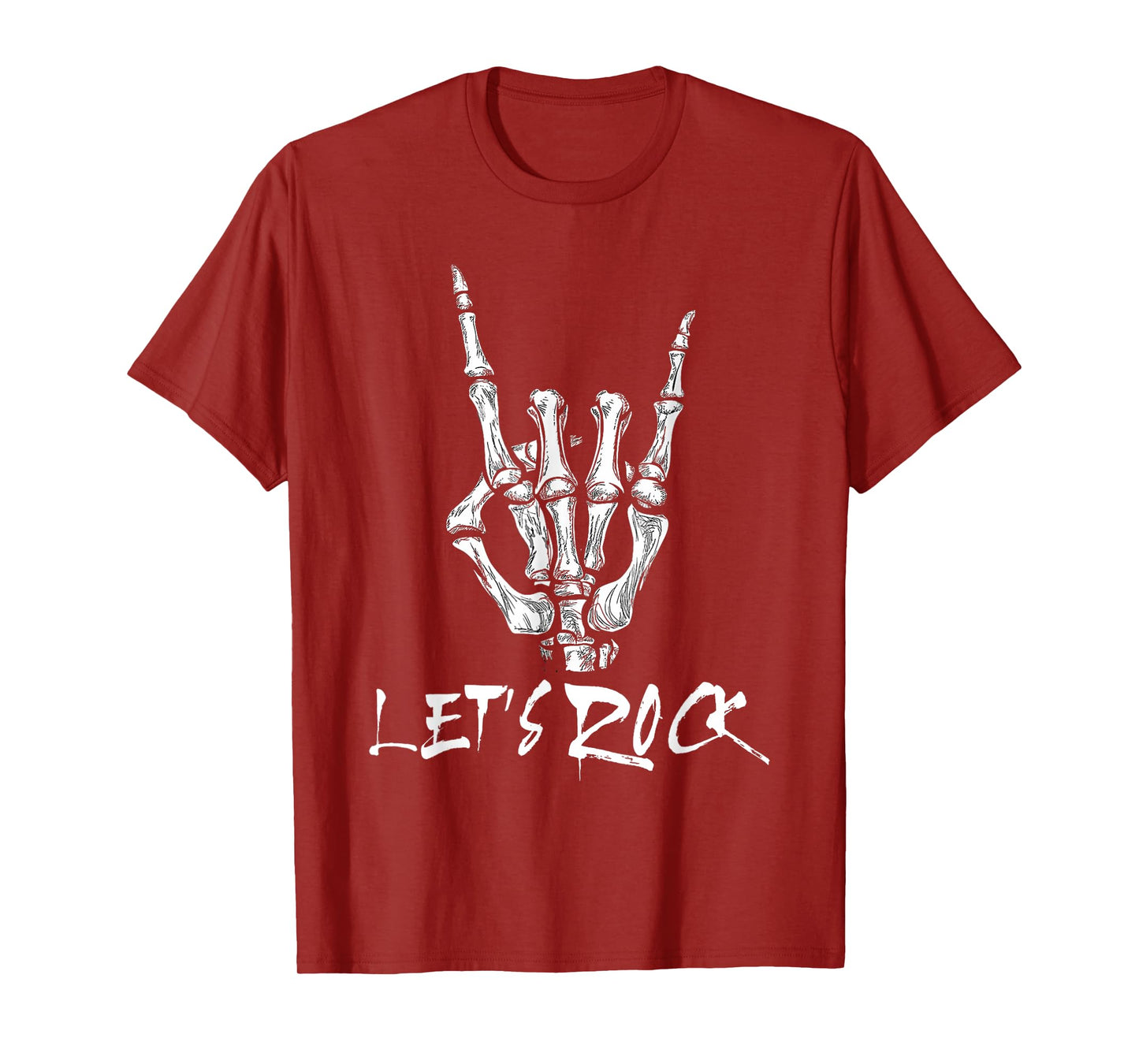 Lets Rock On Band Halloween Rock and Roll Skeleton Hand T-Shirt