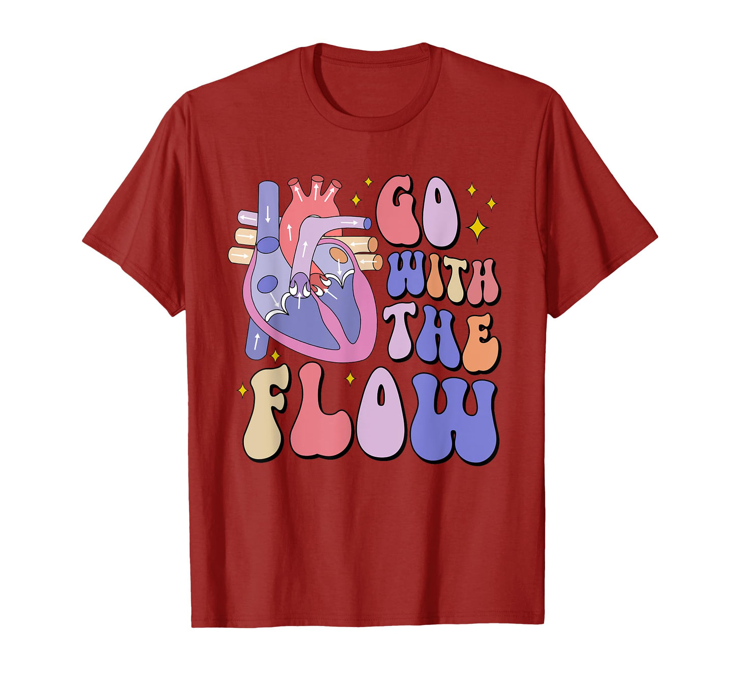 CVICU Cardiac Nurse Anatomy Cardiology Human Heart Flow T-Shirt