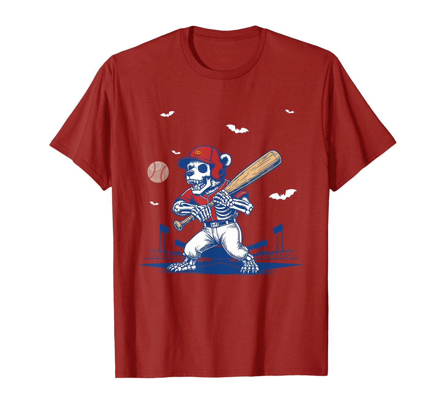 Skeleton Baseball Bear Halloween Happiness Have Fun T-Shirt
