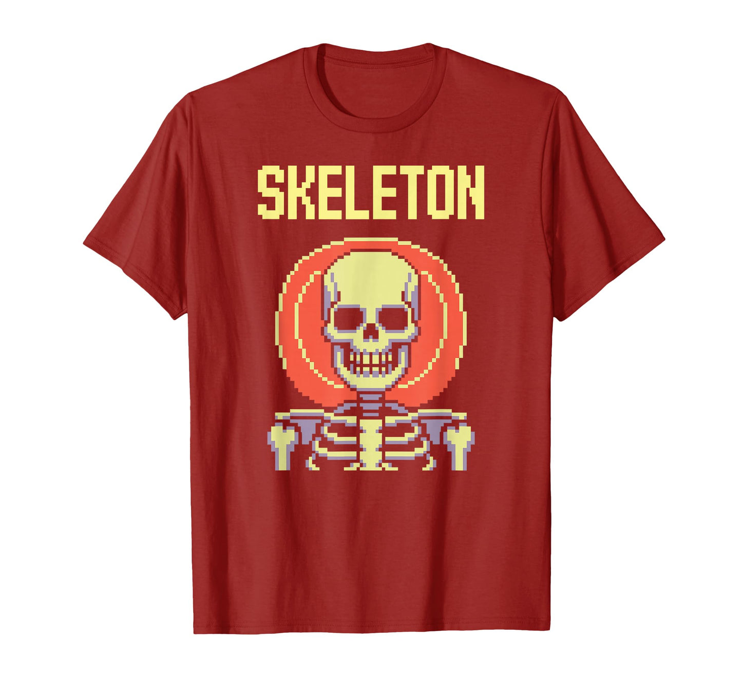 Skeleton – Spooky 16-Bit Pixel Arcade Monster Style T-Shirt
