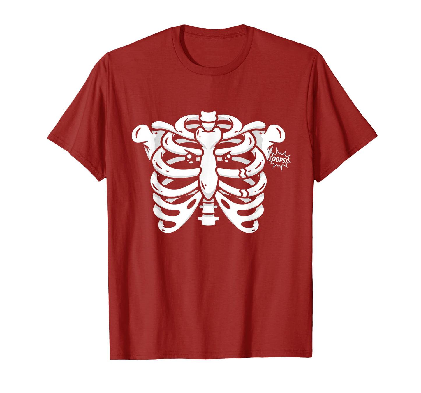 Funny Broken Rib Cage Skeleton Oops Halloween Costume Women T-Shirt