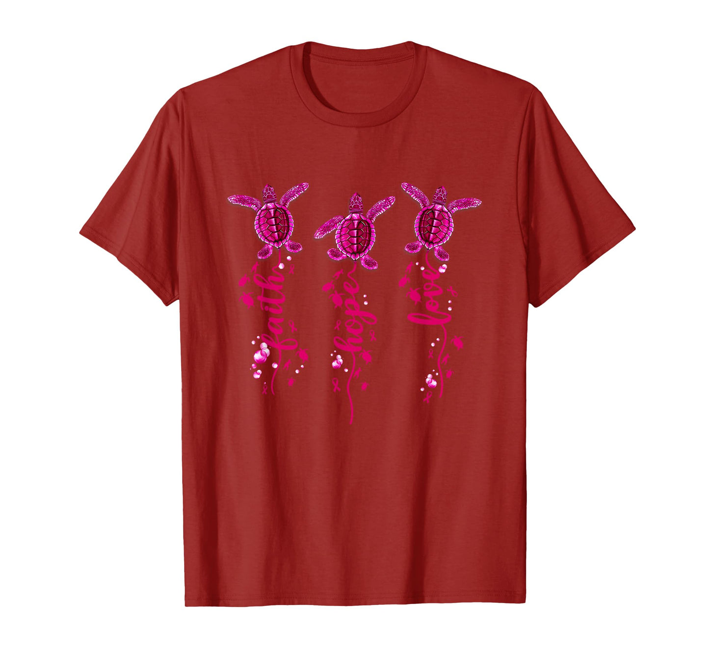 Turtle Faith Hope Love Pink Ribbon Breast Cancer Awareness T-Shirt