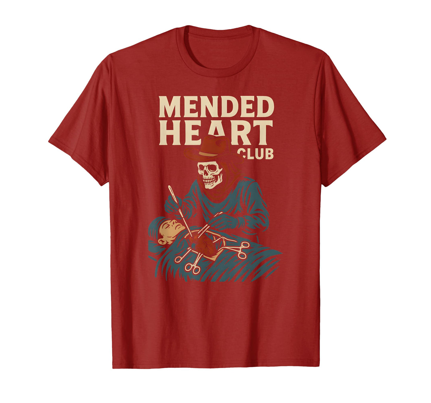 Heart Surgery Mended Heart Club Cool Skeleton Recovery T-Shirt