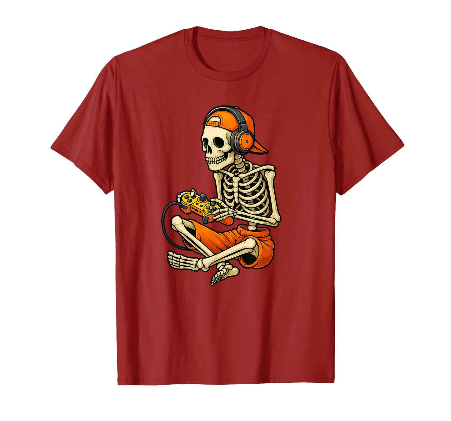 Halloween Skeleton Gamer Video Gaming Boys Men Kids T-Shirt