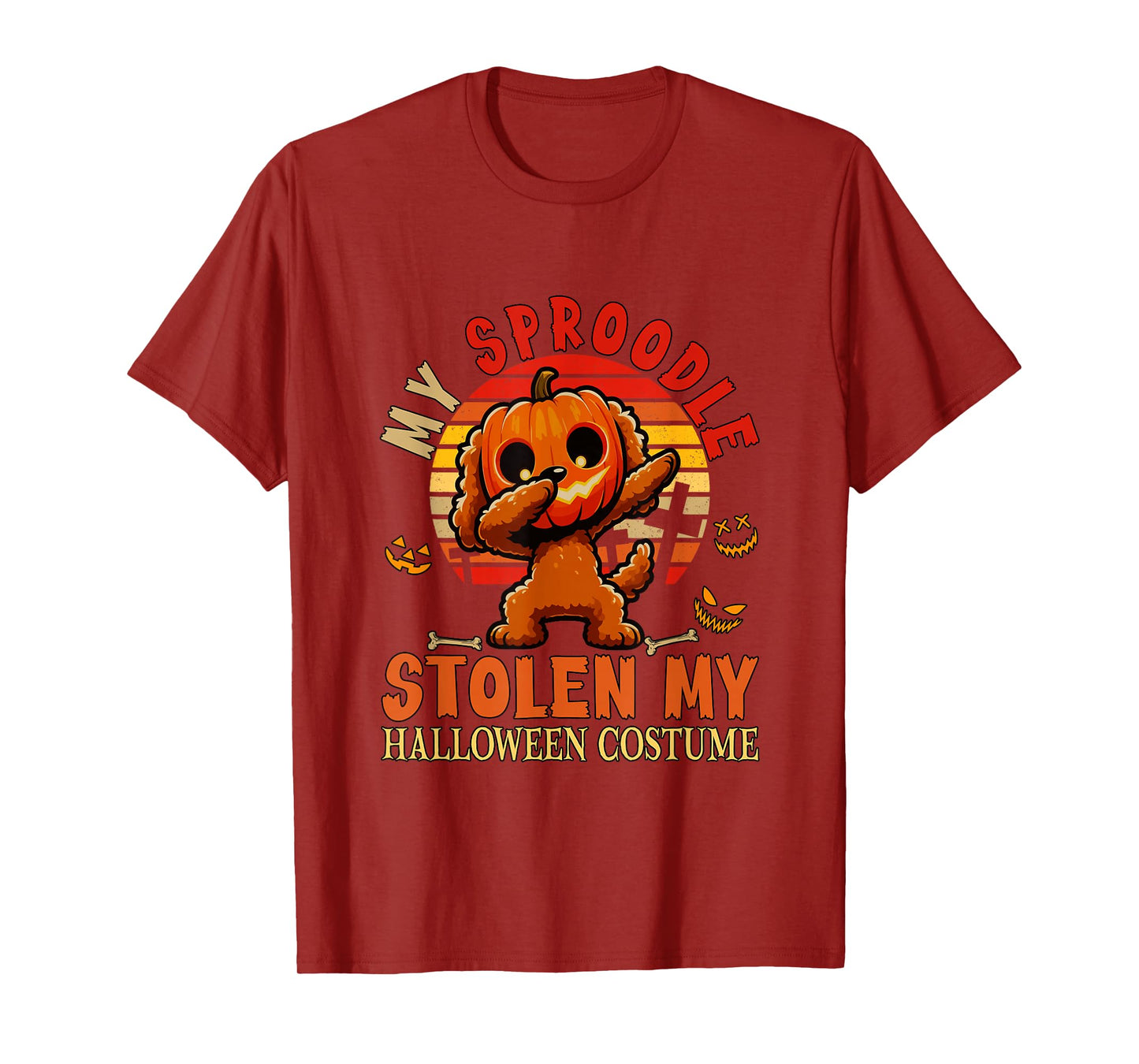 Sproodle Stolen My Halloween Costume Dog Carved Pumpkin T-Shirt