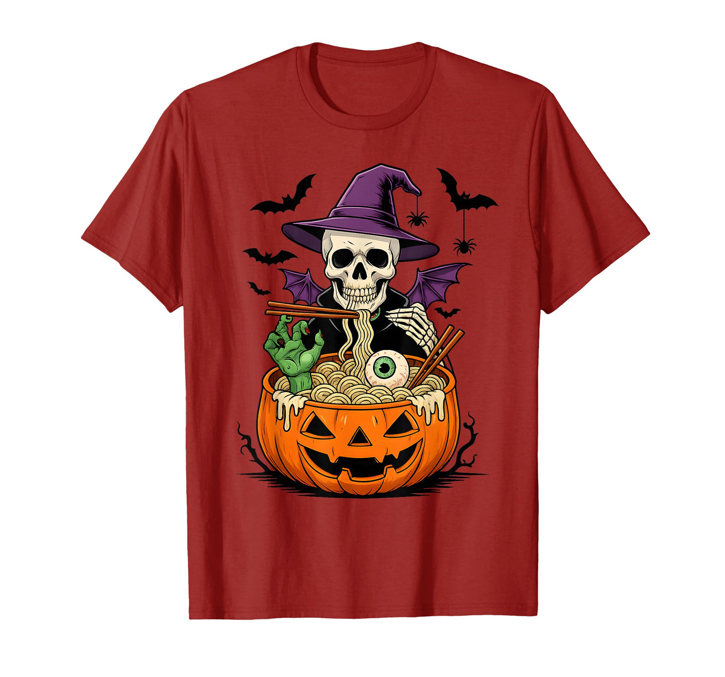 Anime Skeleton Ramen Halloween Funny Graphic Tee Skeleton T-Shirt