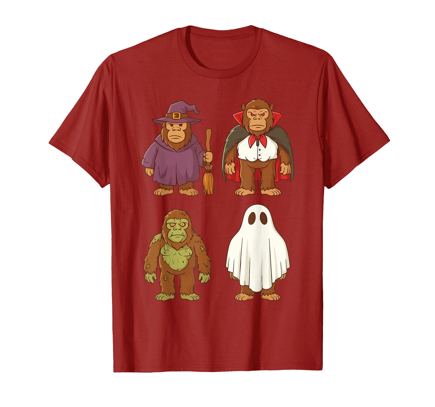 Funny Bigfoot Ghost Witch Zombie Halloween Costume Boys Girl T-Shirt