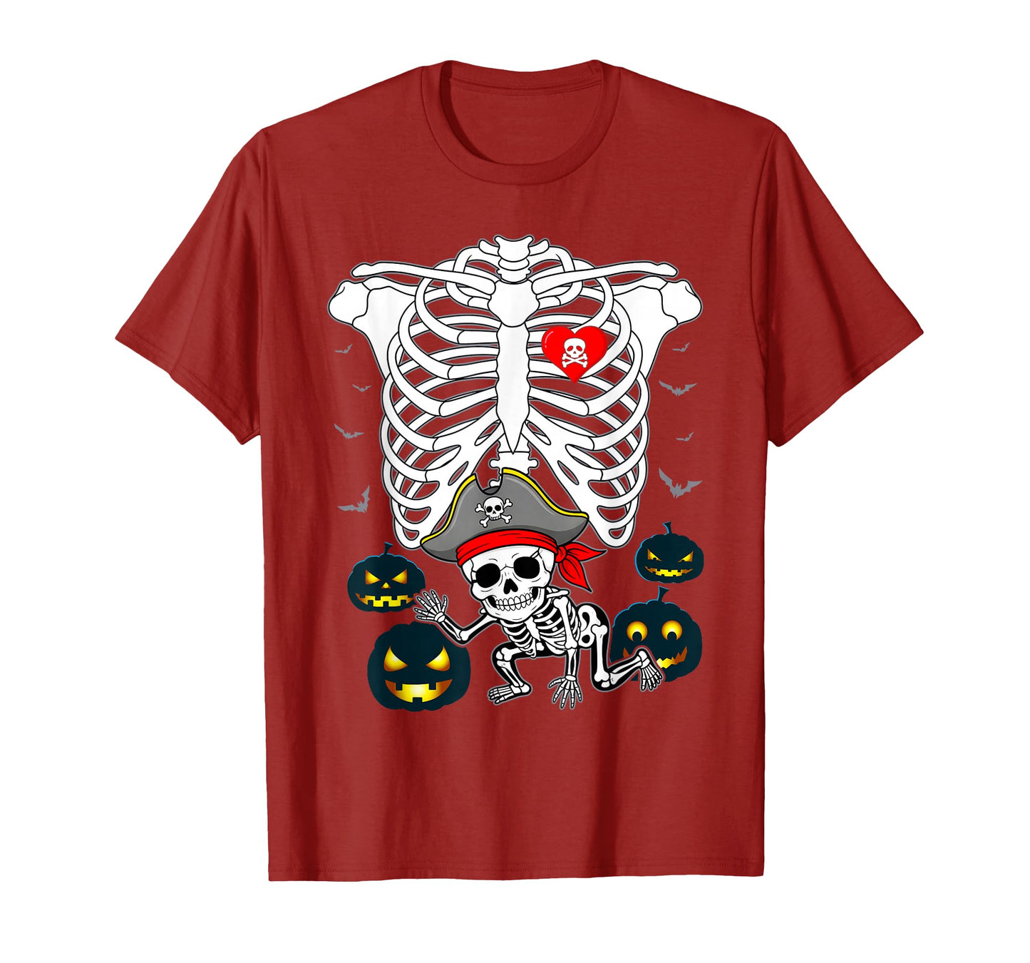 Baby Pregnancy Halloween Skeleton Xray Pirate Boy Pregnant T-Shirt
