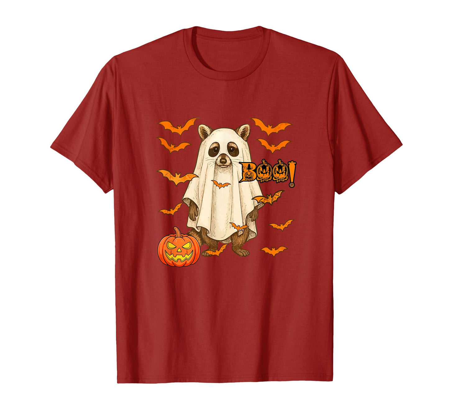 Boo Halloween Raccoon Cosplay Ghost Costume Animal Lover T-Shirt