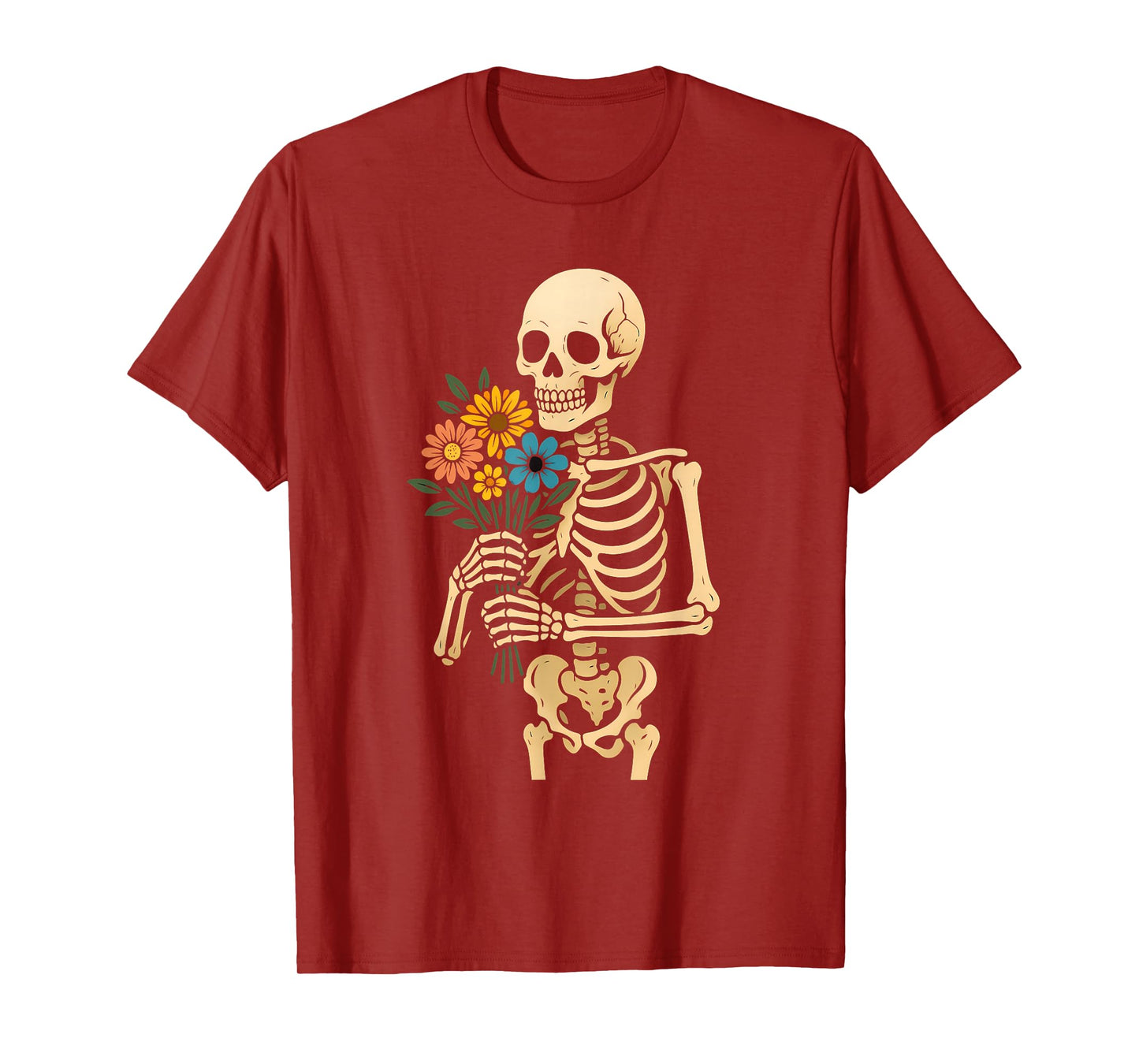Skeleton with Flower Bouquet Halloween T-Shirt