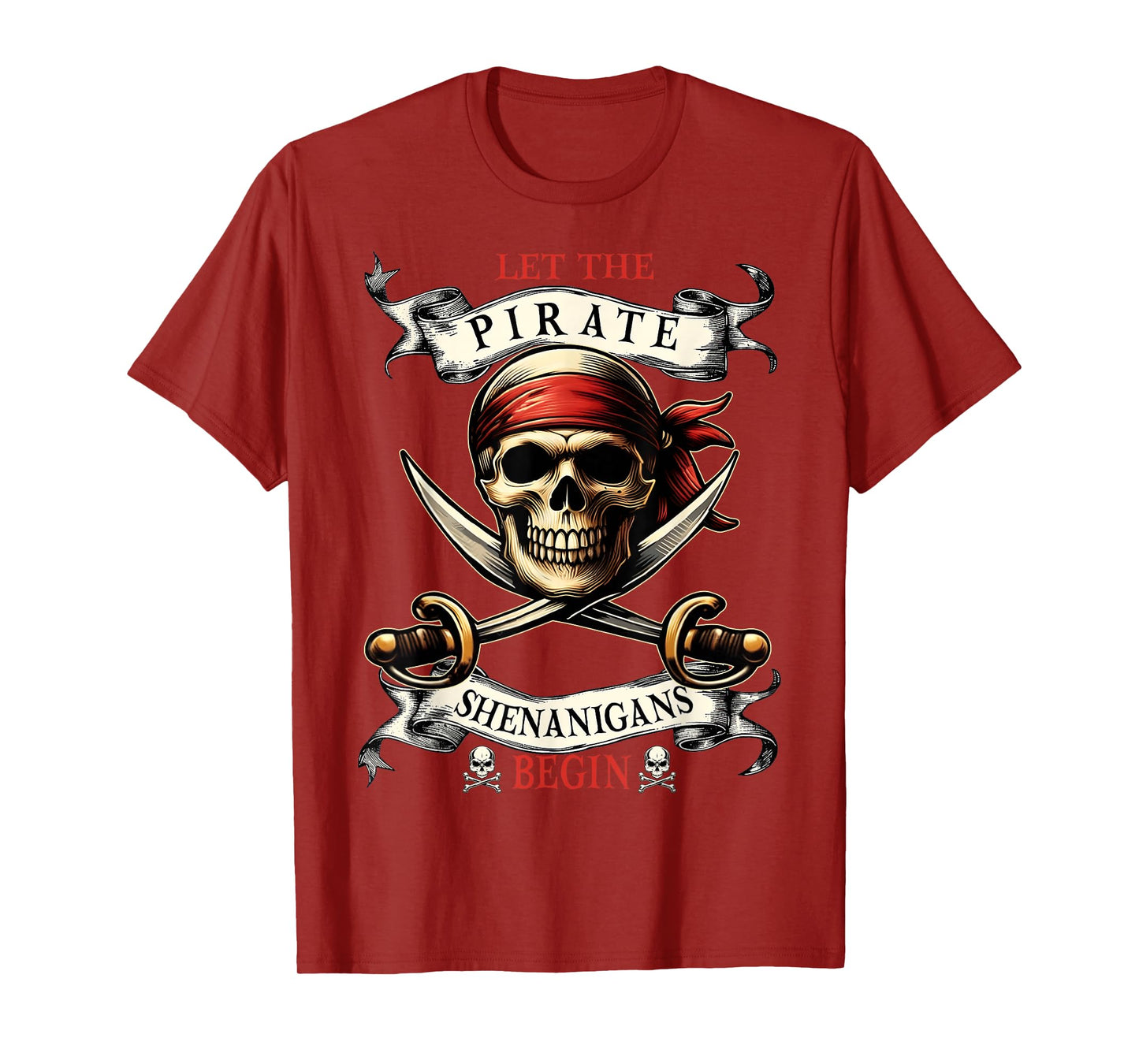 Let The Pirate Shenanigans Begin Pirate Skull Halloween Boys T-Shirt